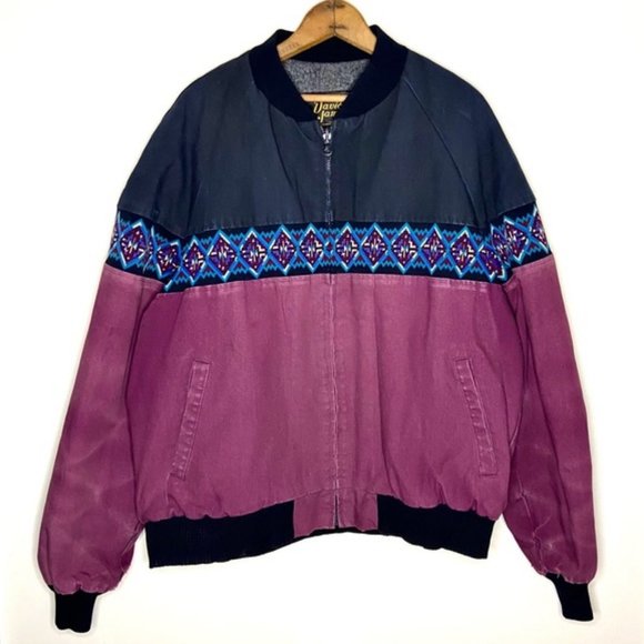 Vintage Other - Vintage Davis James Native Print Distressed Bomber